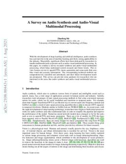 A Survey on Audio Synthesis and Audio-Visual Multimodal Processing