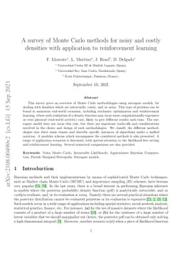 A survey of Monte Carlo methods for noisy and costly densities with application to reinforcement learning and ABC