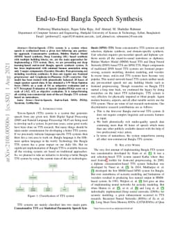 End to End Bangla Speech Synthesis