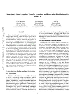 Semi-Supervising Learning, Transfer Learning, and Knowledge Distillation
  with SimCLR