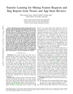 Transfer Learning for Mining Feature Requests and Bug Reports from
  Tweets and App Store Reviews