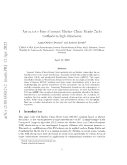 Asymptotic bias of inexact Markov Chain Monte Carlo methods in high
  dimension