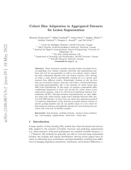 Cohort Bias Adaptation in Aggregated Datasets for Lesion Segmentation