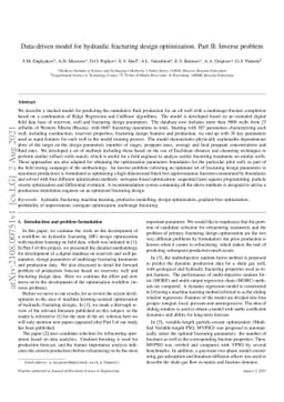 Data-driven model for hydraulic fracturing design optimization. Part II:
  Inverse problem