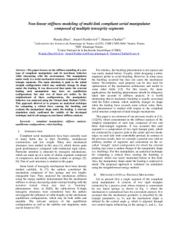 Non-linear stiffness modeling of multi-link compliant serial manipulator
  composed of multiple tensegrity segments