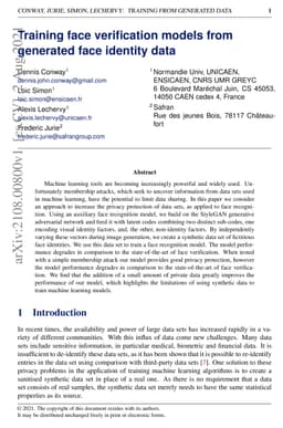 Training face verification models from generated face identity data