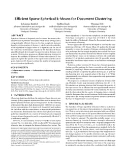 Efficient Sparse Spherical k-Means for Document Clustering