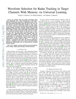 Waveform Selection for Radar Tracking in Target Channels With Memory via
  Universal Learning
