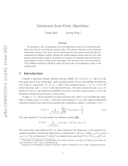 Variational Actor-Critic Algorithms