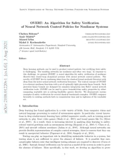 OVERT: An Algorithm for Safety Verification of Neural Network Control
  Policies for Nonlinear Systems