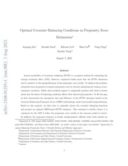 Optimal Covariate Balancing Conditions in Propensity Score Estimation
