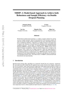 MBDP: A Model-based Approach to Achieve both Robustness and Sample
  Efficiency via Double Dropout Planning
