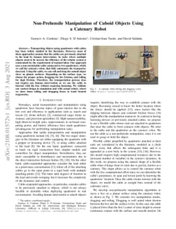 Non-Prehensile Manipulation of Cuboid Objects Using a Catenary Robot