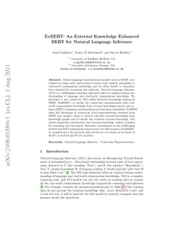 ExBERT: An External Knowledge Enhanced BERT for Natural Language
  Inference