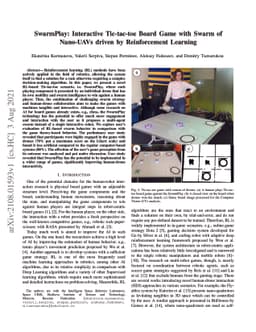 SwarmPlay: Interactive Tic-tac-toe Board Game with Swarm of Nano-UAVs
  driven by Reinforcement Learning
