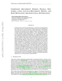 Composing Recurrent Spiking Neural Networks using Locally-Recurrent
  Motifs and Risk-Mitigating Architectural Optimization