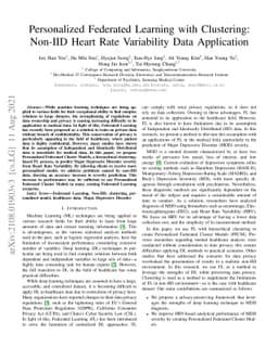 Personalized Federated Learning with Clustering: Non-IID Heart Rate
  Variability Data Application
