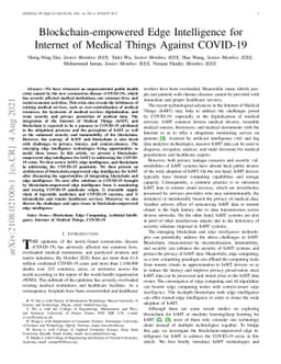 Blockchain-empowered Edge Intelligence for Internet of Medical Things
  Against COVID-19