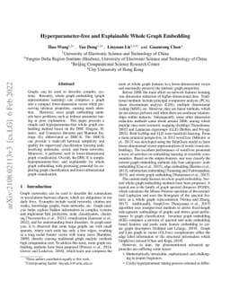 Hyperparameter-free and Explainable Whole Graph Embedding