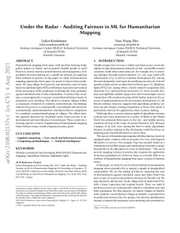 Under the Radar -- Auditing Fairness in ML for Humanitarian Mapping