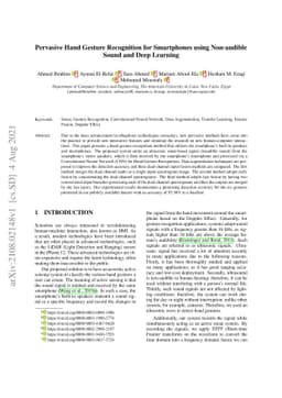 Pervasive Hand Gesture Recognition for Smartphones using Non-audible
  Sound and Deep Learning