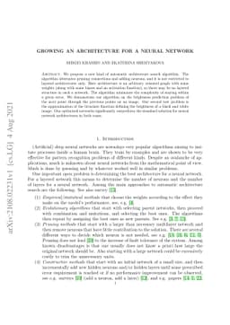 Growing an architecture for a neural network