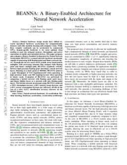 BEANNA: A Binary-Enabled Architecture for Neural Network Acceleration