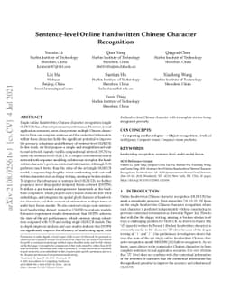 Sentence-level Online Handwritten Chinese Character Recognition