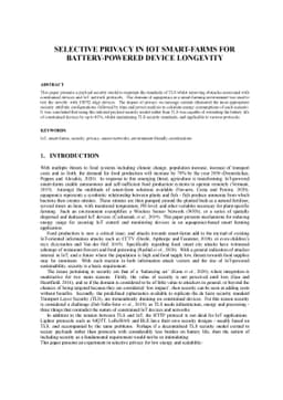 Selective privacy in IoT smart-farms for battery-powered device
  longevity