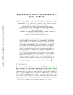 Parallel Capsule Networks for Classification of White Blood Cells