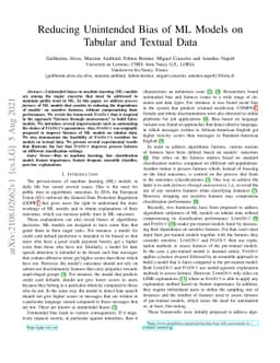 Reducing Unintended Bias of ML Models on Tabular and Textual Data