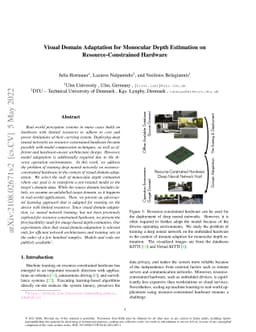 Visual Domain Adaptation for Monocular Depth Estimation on
  Resource-Constrained Hardware