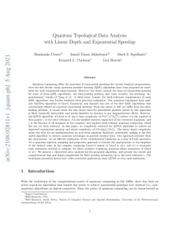 Quantum Topological Data Analysis with Linear Depth and Exponential
  Speedup
