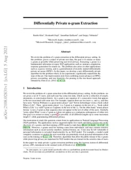 Differentially Private n-gram Extraction