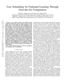 User Scheduling for Federated Learning Through Over-the-Air Computation