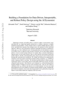 Building a Foundation for Data-Driven, Interpretable, and Robust Policy
  Design using the AI Economist