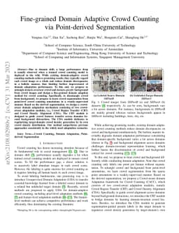 Fine-grained Domain Adaptive Crowd Counting via Point-derived
  Segmentation