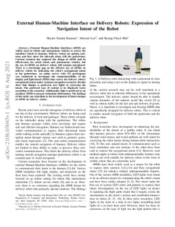 External Human-Machine Interface on Delivery Robots: Expression of
  Navigation Intent of the Robot