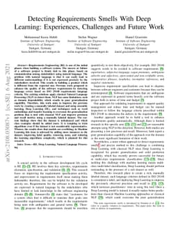 Detecting Requirements Smells With Deep Learning: Experiences,
  Challenges and Future Work