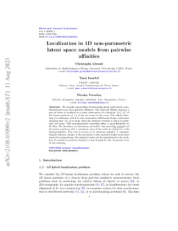 Localization in 1D non-parametric latent space models from pairwise
  affinities