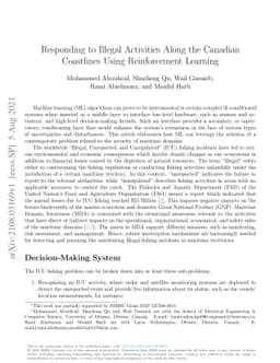 Responding to Illegal Activities Along the Canadian Coastlines Using
  Reinforcement Learning