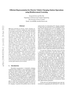 Efficient Representation for Electric Vehicle Charging Station
  Operations using Reinforcement Learning