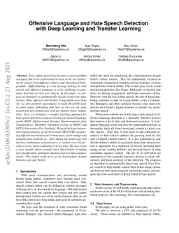 Offensive Language and Hate Speech Detection with Deep Learning and
  Transfer Learning