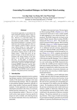 Generating Personalized Dialogue via Multi-Task Meta-Learning