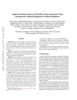 Rapid Automated Analysis of Skull Base Tumor Specimens Using
  Intraoperative Optical Imaging and Artificial Intelligence