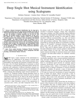 Deep Single Shot Musical Instrument Identification using Scalograms