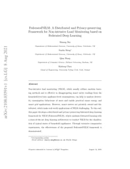 FederatedNILM: A Distributed and Privacy-preserving Framework for
  Non-intrusive Load Monitoring based on Federated Deep Learning