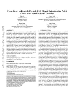 From Voxel to Point: IoU-guided 3D Object Detection for Point Cloud with
  Voxel-to-Point Decoder