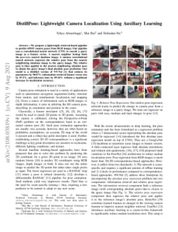DistillPose: Lightweight Camera Localization Using Auxiliary Learning