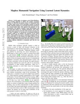 Mapless Humanoid Navigation Using Learned Latent Dynamics